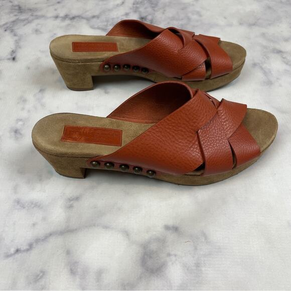 Pedro García Nena Chutney Crisscross Leather Peep Toe Slide Clog Sandals Sz 41 - Picture 3 of 11